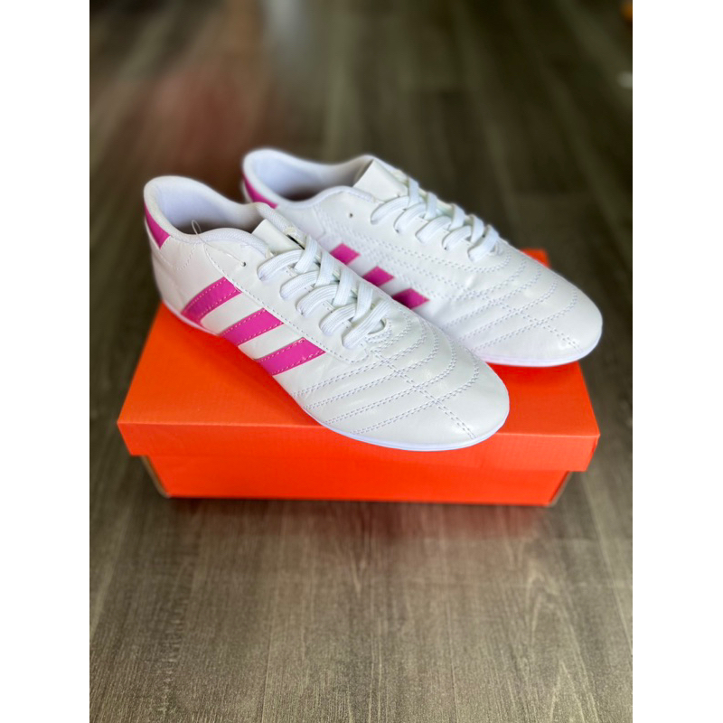 Giày Bóng Đá 3 Sọc Geet Chính Hãng, Trắng Sọc Hồng