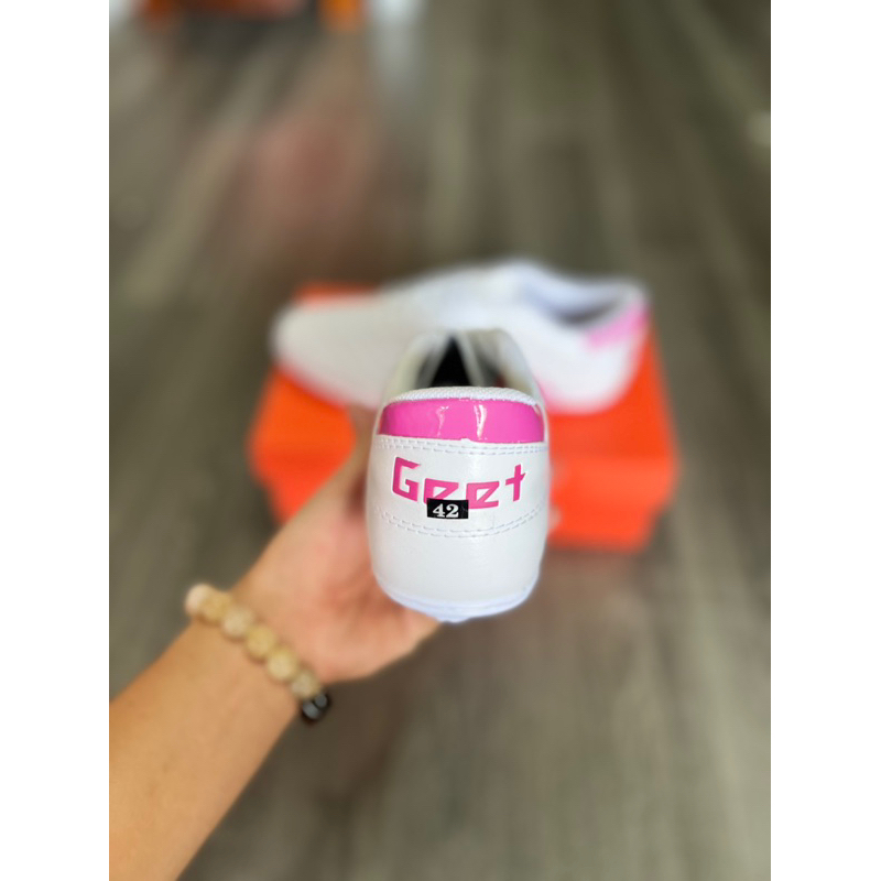 Giày Bóng Đá 3 Sọc Geet Chính Hãng, Trắng Sọc Hồng