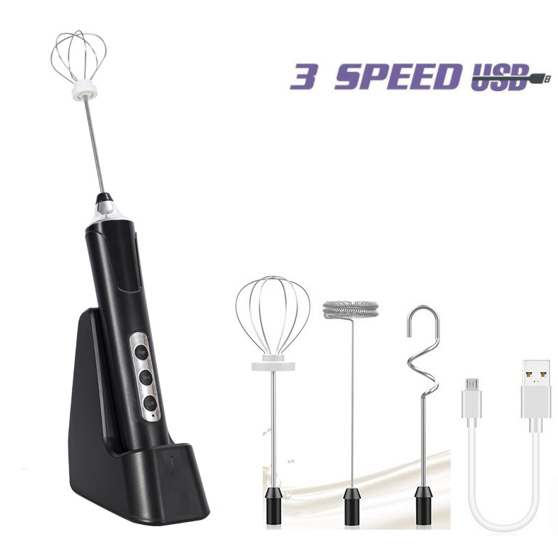 Máy tạo bọt cà phê, đánh trứng 3 trong 1 tích hợp cổng sạc USB
