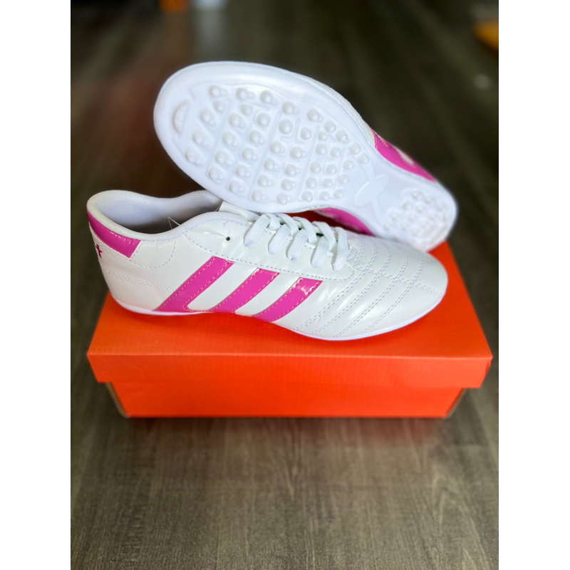 Giày Bóng Đá 3 Sọc Geet Chính Hãng, Trắng Sọc Hồng