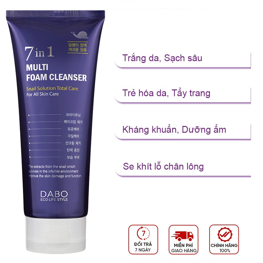 Combo 2 Hộp Sữa Rửa Mặt Cao Cấp Đa Chức Năng Dành Cho Nam 7IN1 DABO Multi Foam Cleanser 180ml