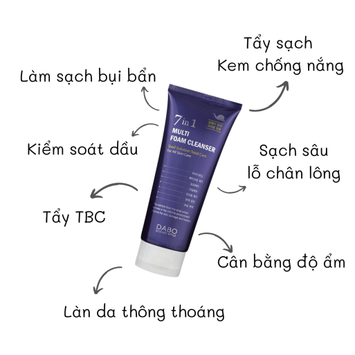 Sữa Rửa Mặt Dành Cho Nam Trắng Da, Ngừa Mụn Sạch Nhờn Đa Chức Năng DABO Multi Foam Cleanser 7IN1 180ml