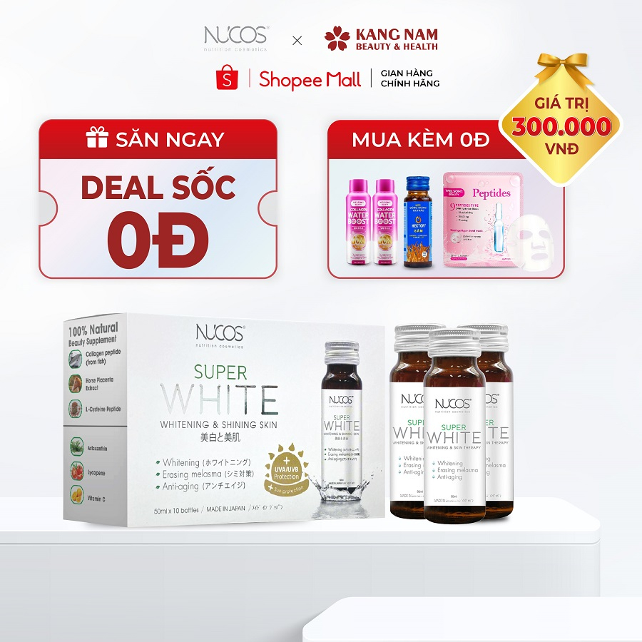 Nước Uống Collagen Dưỡng Da Trắng Sáng Nucos Super White ( Hộp 10 chai x 50ml )