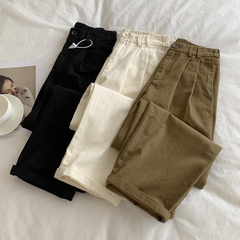 quần kaki thô mềm dáng baggy có bigsize