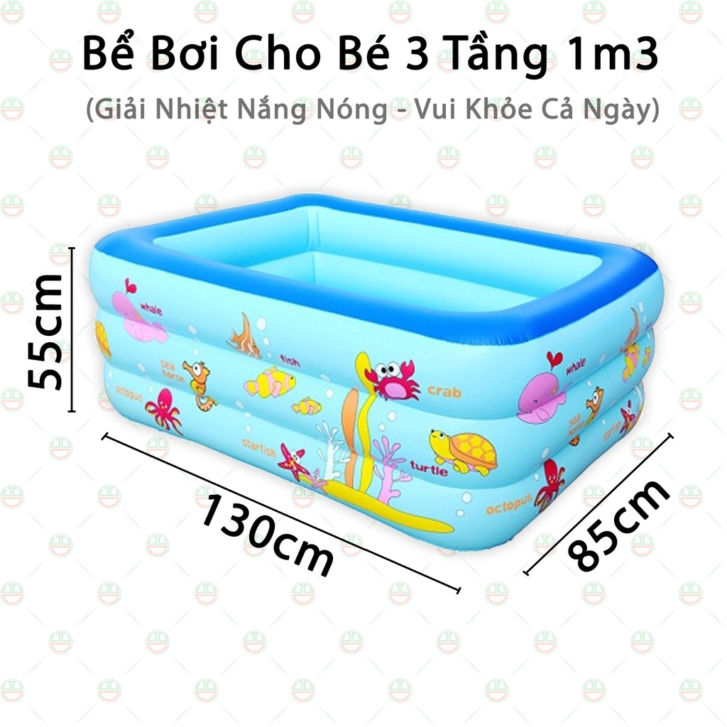 Bể Bơi Phao Chống Trượt 1M2/1M3/1M5/1M8/2M1/2M6 3 Tầng Chống Dò Khí, Dày, Chắc Chắn Cho Bé Vui Chơi Mùa Hè