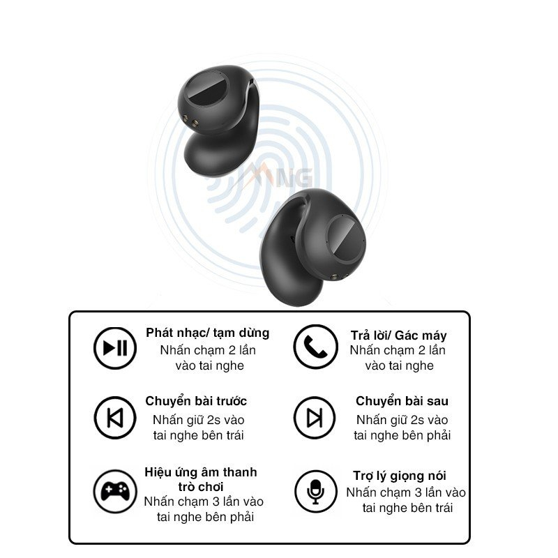 Tai nghe bluetooth không dây kẹp vành tai TWS Rockspace Sound EarCuffs có mic nghe nhạc lên tới 24h hàng chính hãng