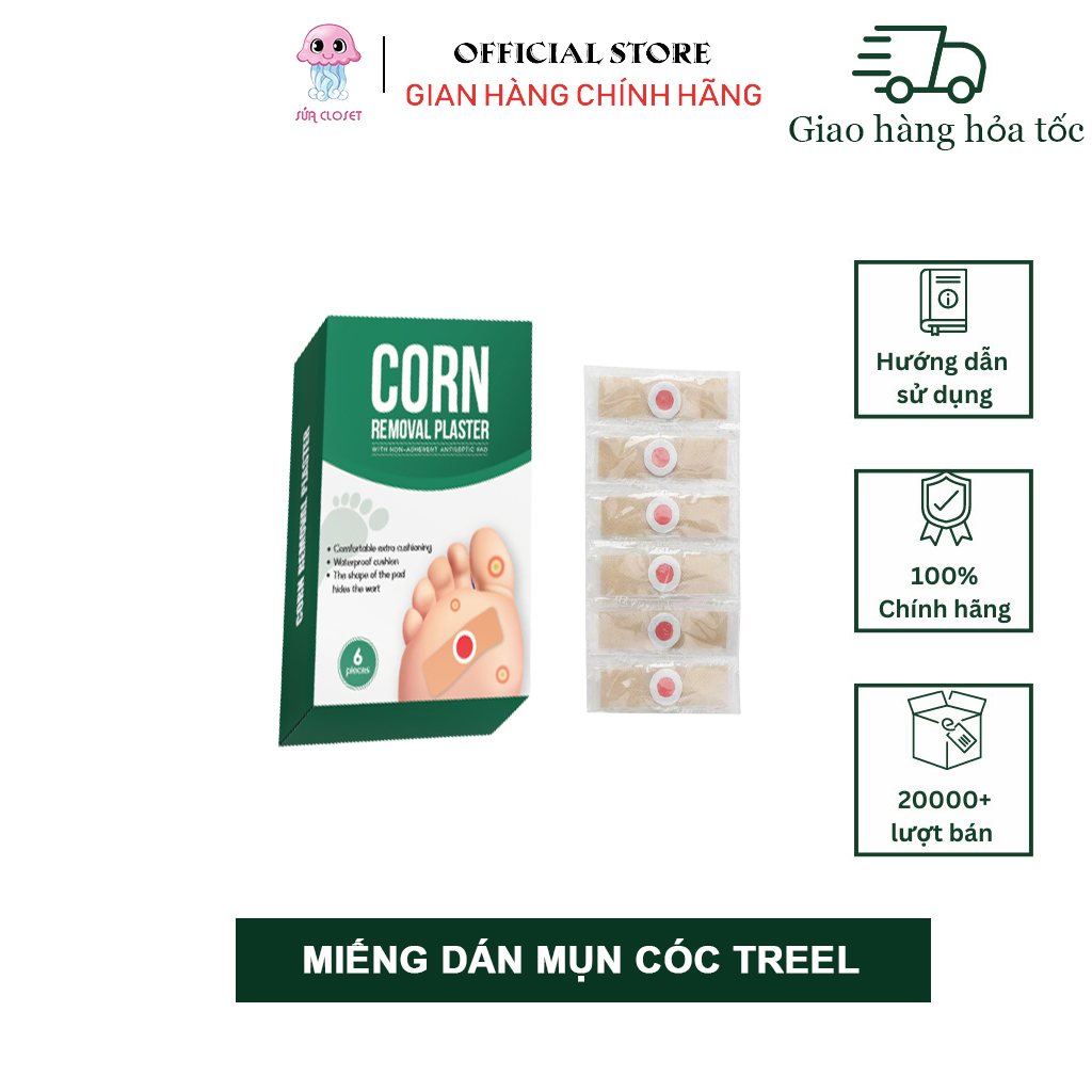 Miếng dán giảm mụn cóc TREEL, ngăn chặn mụn hiệu quả - Hộp 6 miếng