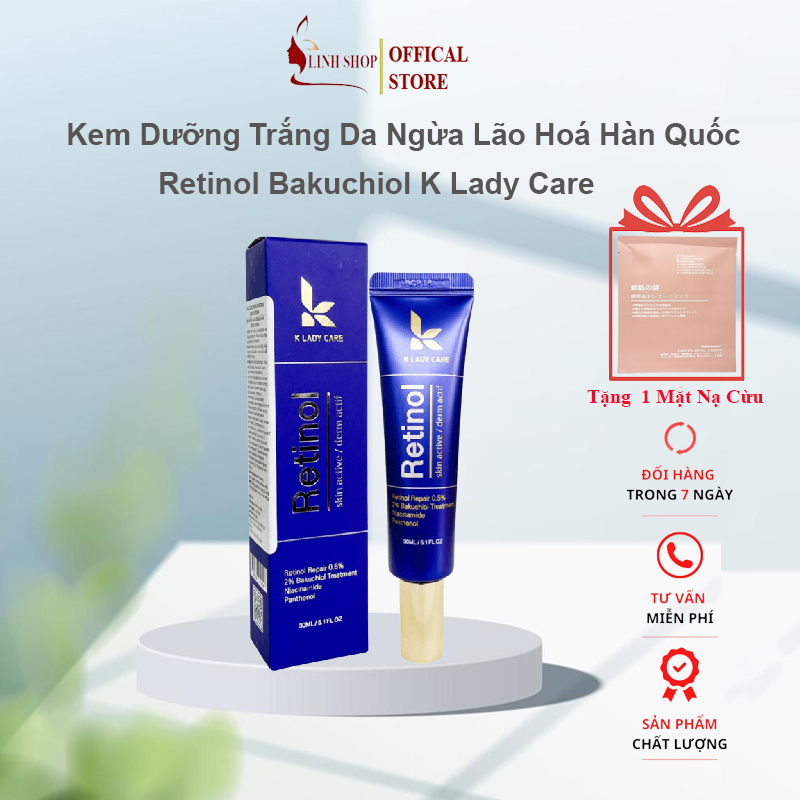 Retinol Kem Dưỡng Retinol K Lady Care 30ml Hàn Quốc Giảm Mụn Kiểm Soát Dầu Nhờn Cấp Ẩm Làm Mờ Thâm Nám Trẻ Hóa Da
