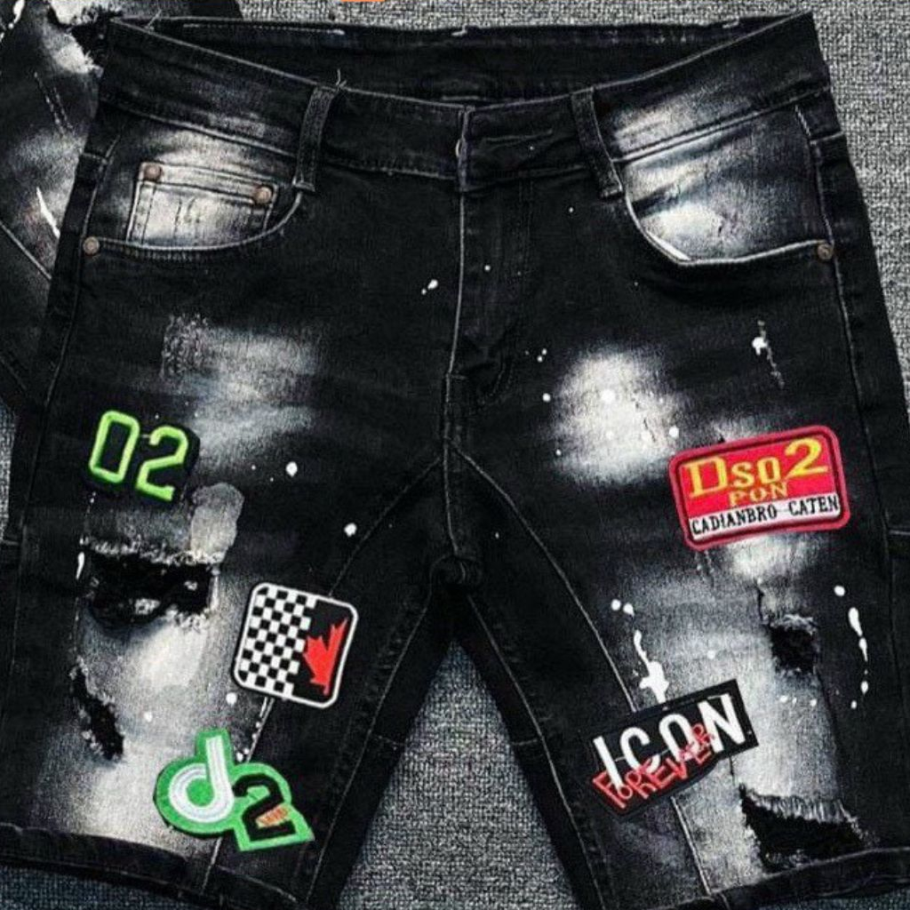 Quần short jean nam vải Denim rách form thêu EVI.SU chuẩn form mẫu mới hót trẻ trung STORE_CHUYÊN SỈ