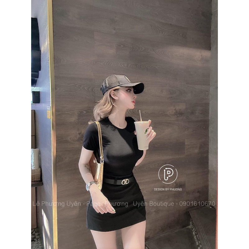 Set áo phông chân váy ôm kèm đai