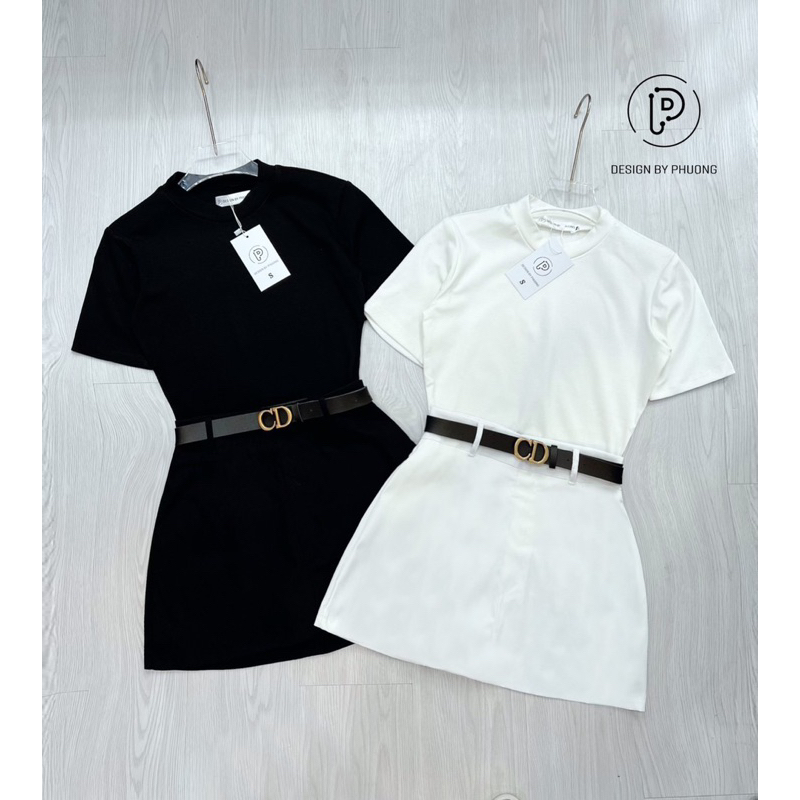 Set áo phông chân váy ôm kèm đai