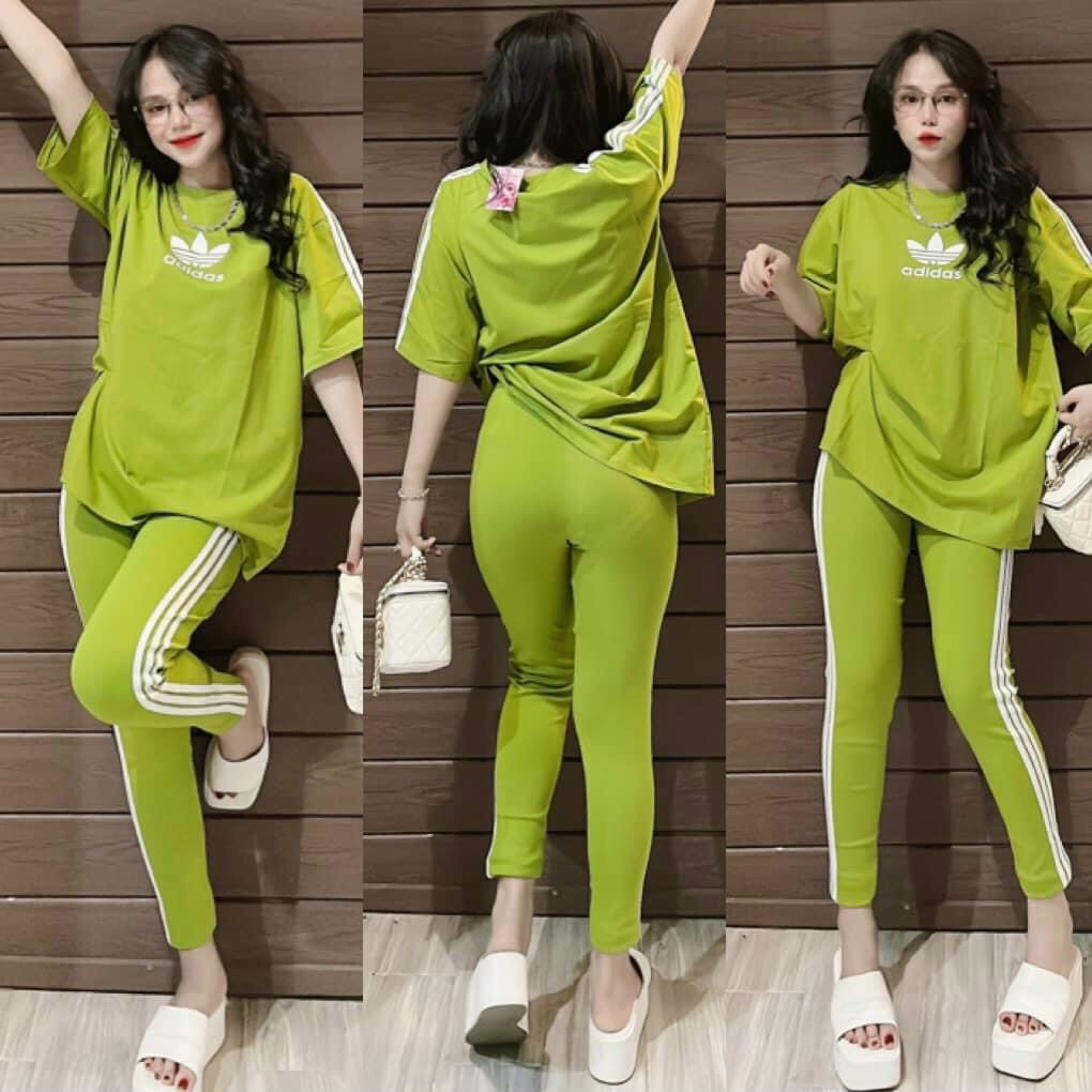 Đồ bộ nữ áo from rộng + quần legging chạy sọc,bộ thể thao phong cách trẻ trung năng động