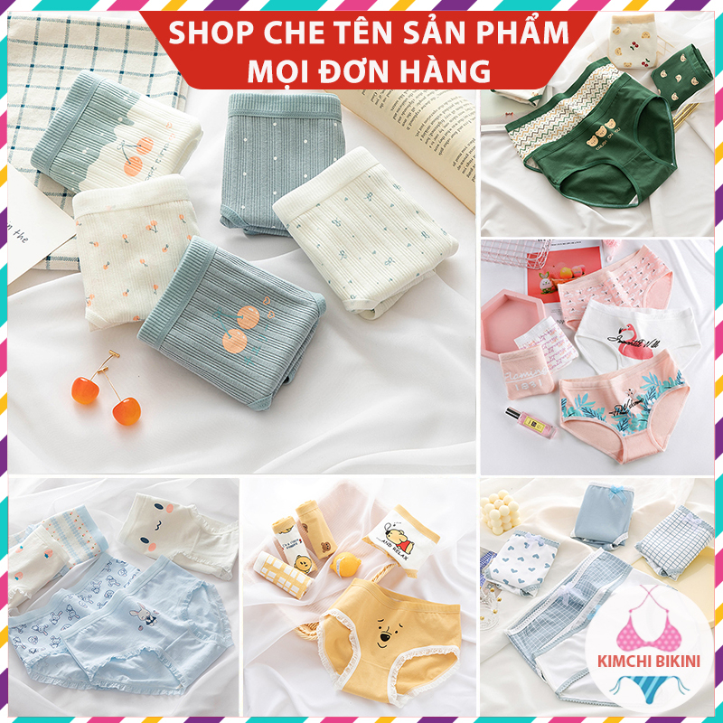 quần chip nữ cotton hình thú xinh cute màu trắng da hồng mềm mại KIMCHIBIKINI đồ lót quần nót nữ bé gái học sinh QL039