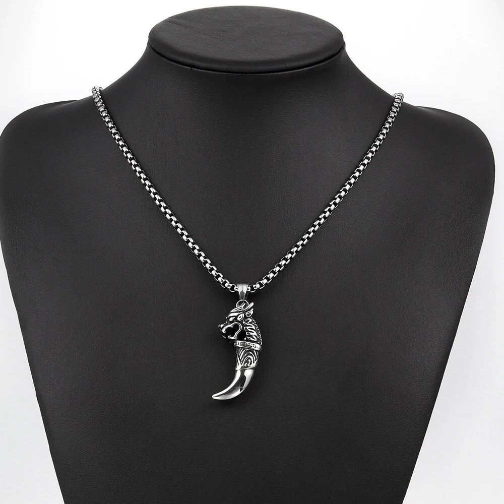 Vòng Cổ Nam Inox Răng Sói Vòng Cổ Mặt Dây Chuyền Trang Sức Nam Tính Quà Tặng Cho Bạn Bè Colar Masculin