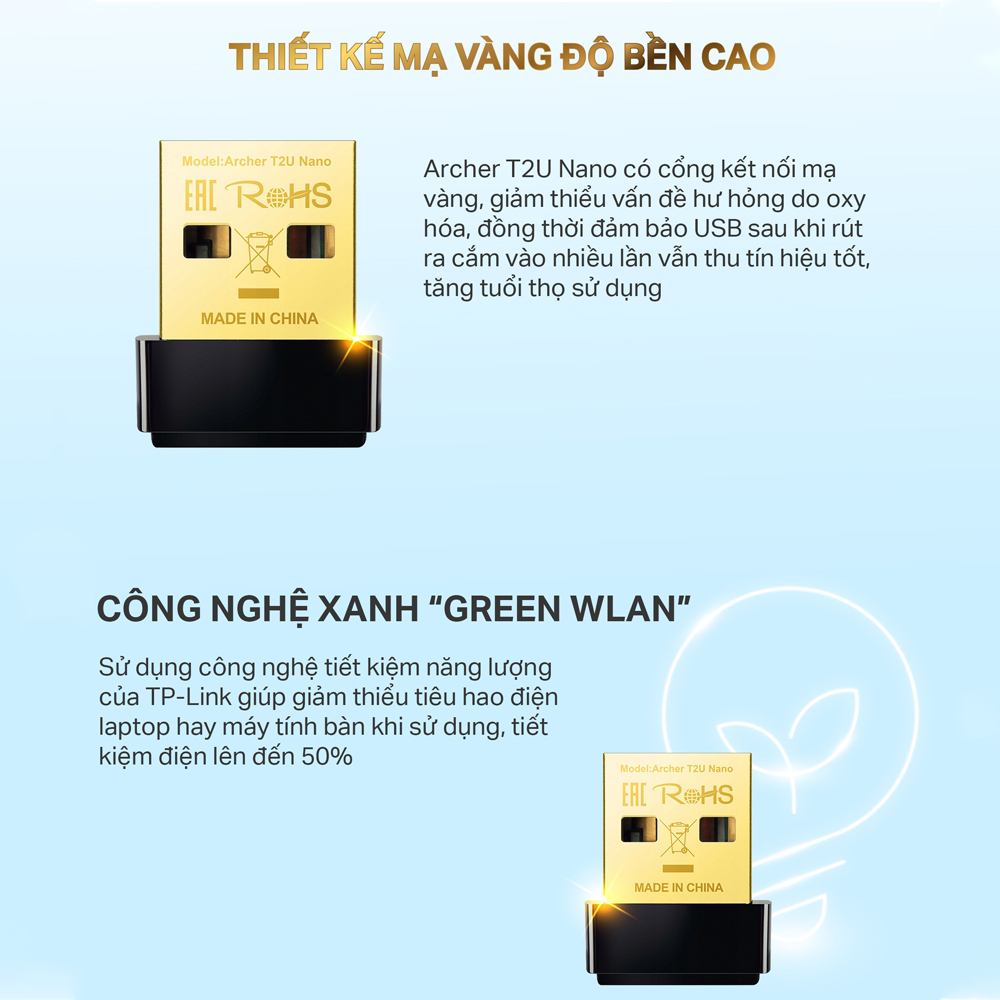 [Hỏa Tốc] Bộ Chuyển Đổi USB Wifi TP-Link Archer T2U Nano Băng Tần Kép Chuẩn AC 600Mbps