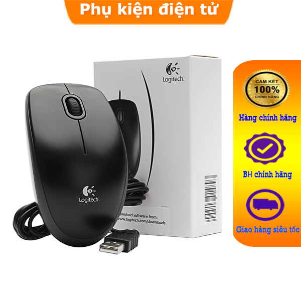 Chuột có dây Logitech B100 màu đen BH 12 Tháng