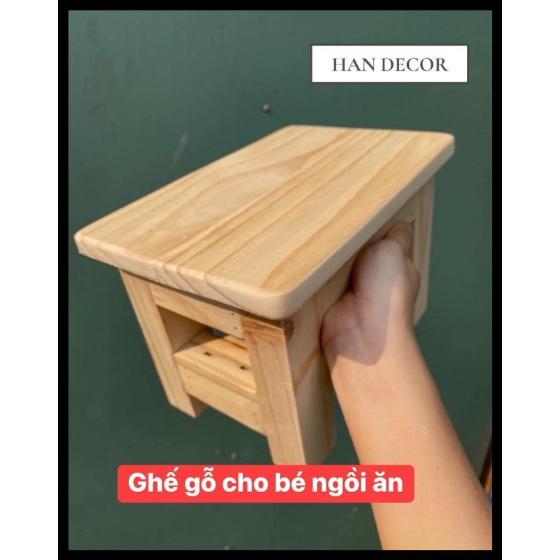 GHẾ PALLET GỖ THÔNG KÍCH THƯỚC 25x17x17 CHO BÉ NGỒI ĂN