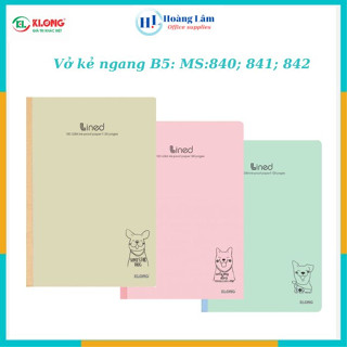 Vở kẻ ngang Klong B5 80 trang,120 trang,200 trang kẻ ngang may dán gáy bìa màu Pastel, sổ Klong MS 840,841,842