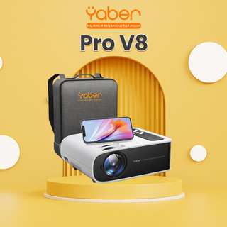 Máy chiếu gia đình YABER PRO V8 Wifi 6 Full HD hổ trợ 4K - Độ sáng 450 ASNI - Keystone 4P hiệu chỉnh 4 chiều - MH 350"