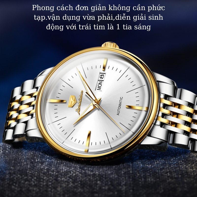 Đồng Hồ Cơ Nam Chính Hãng JSDUN 8938  Đồng Hồ Nam Automatic Dây Thép Đúc Đặc Kháng Nước 3ATM