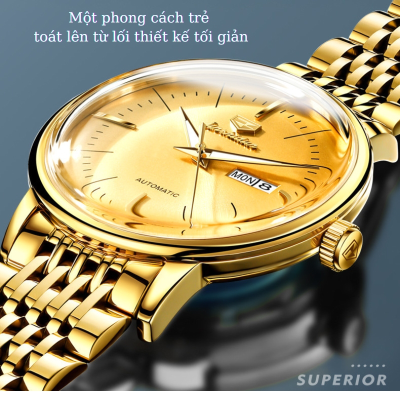 Đồng Hồ Cơ Nam Chính Hãng JSDUN 8938  Đồng Hồ Nam Automatic Dây Thép Đúc Đặc Kháng Nước 3ATM