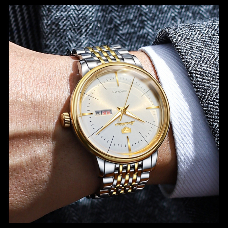 Đồng Hồ Cơ Nam Chính Hãng JSDUN 8938  Đồng Hồ Nam Automatic Dây Thép Đúc Đặc Kháng Nước 3ATM