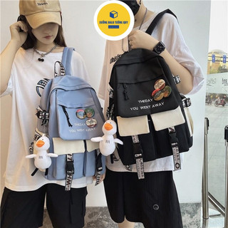 Balo học sinh cấp 2, cấp 3 thời trang cho nam & nữ chống nước size 42cm - balo away phối màu