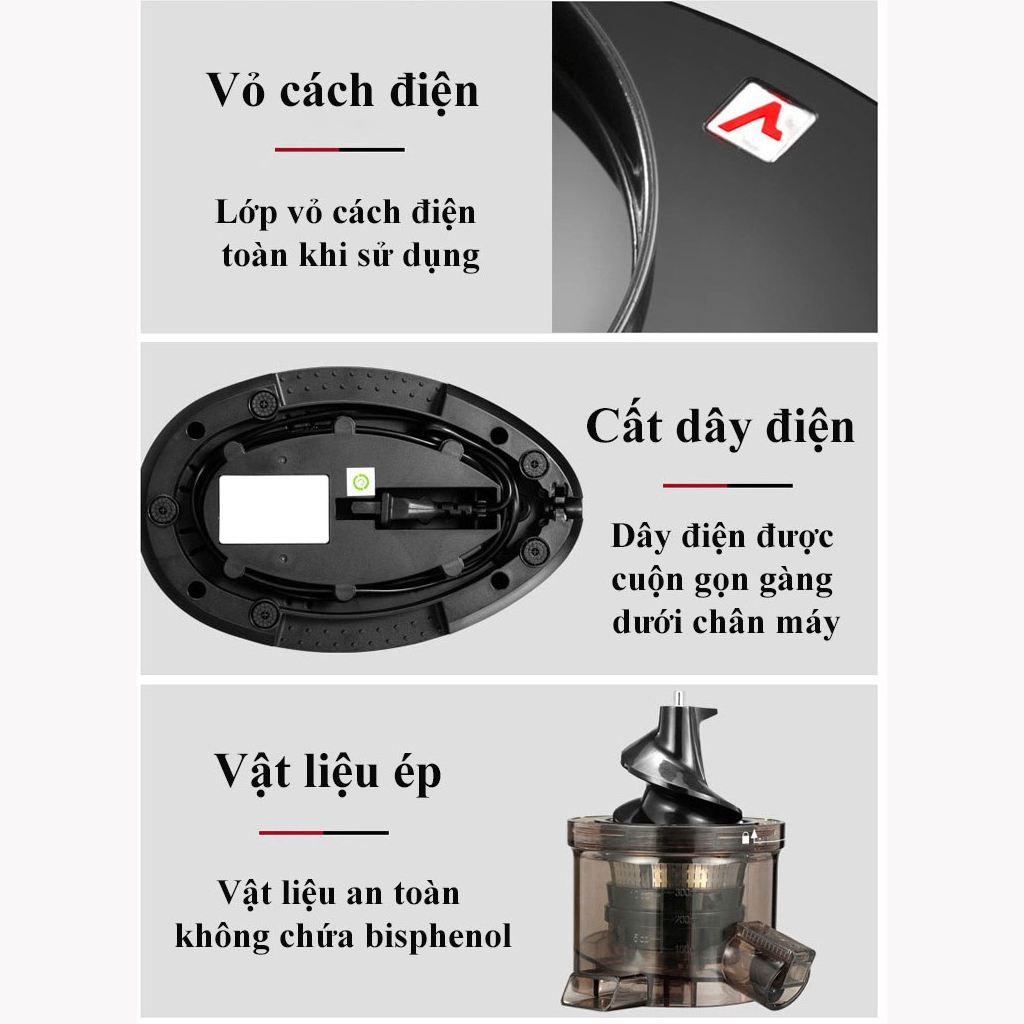 Máy ép chậm SOKANY công suất 300W, có thể làm kem cao cấp chính hãng, vắt kiệt nước 100% - REKKY