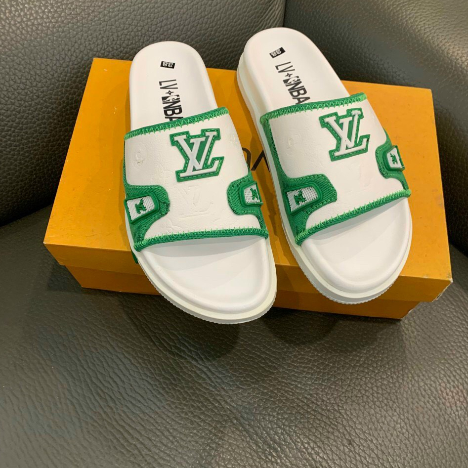 Dép quai LV nam, Dép nam LV thêu logo cực chất siêu hot trend 2023 Full box