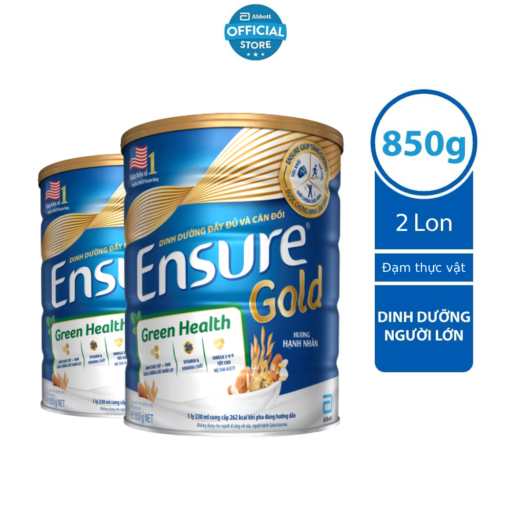 Combo 2 Sữa bột Ensure Gold Đạm thực vật 850g/lon