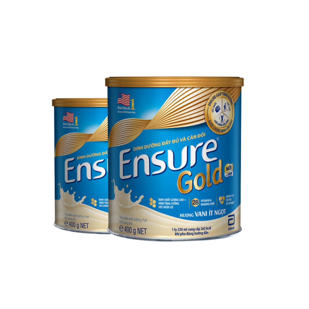 Combo 2 Sữa bột Ensure Gold Abbott ít ngọt (HMB) 400g/lon