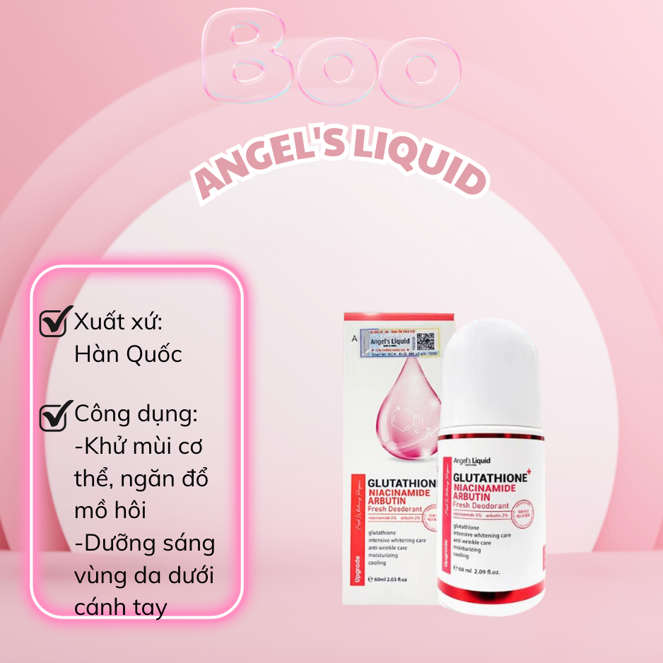 Mẫu Mới - Lăn Khử Mùi 7Day Glutathione Arbutin Angel's Liquid Hàn Quốc 60ml