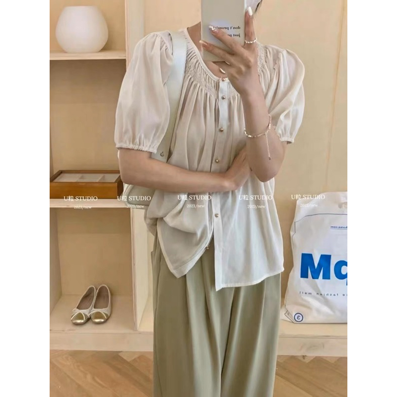 Áo voan cổ tròn hàng QC