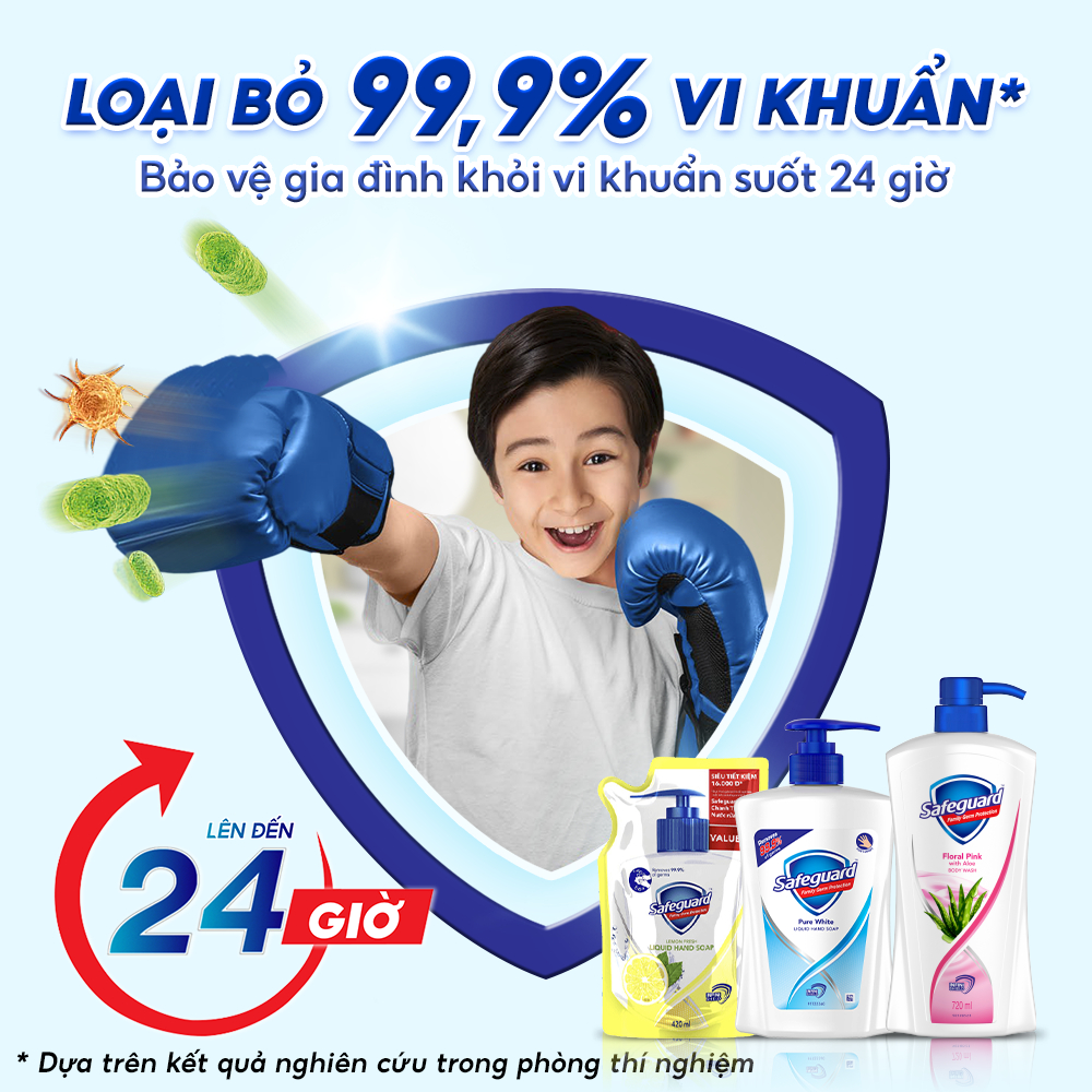 Combo 3 Nước Rửa Tay SAFEGUARD Sạch 99,9% Vi Khuẩn & Dịu Nhẹ Cho Da Chai 450ml Trắng Tinh Khiết