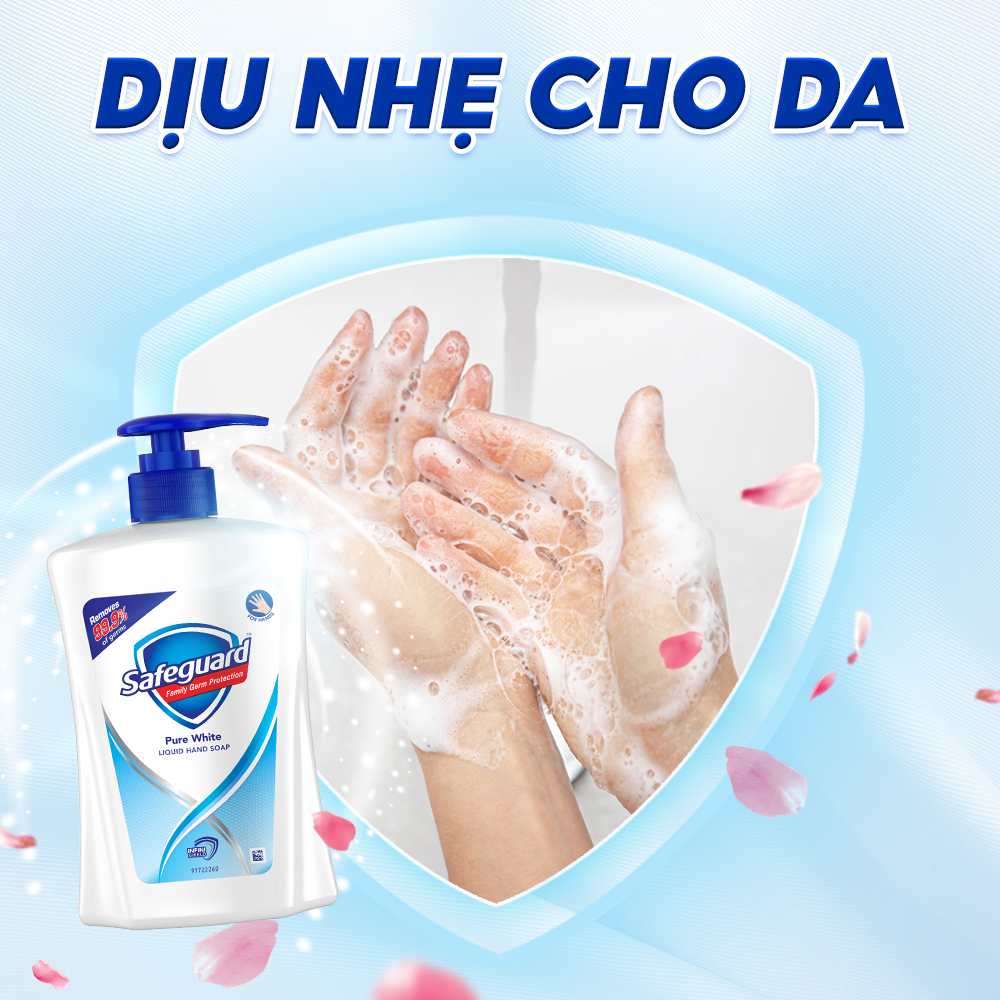 Combo 3 Nước Rửa Tay SAFEGUARD Sạch 99,9% Vi Khuẩn & Dịu Nhẹ Cho Da Chai 450ml Trắng Tinh Khiết