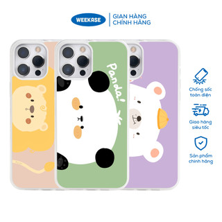 Ốp lưng iPhone viền trắng, đen chống sốc chống va đập Weekase in hình Cute Friends - Màu in cực bền