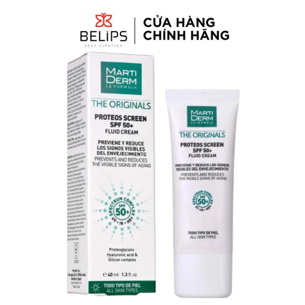 Kem Chống Nắng Martiderm Phổ Rộng Cho Da Dầu, Mụn, Nám Và Tăng Sắc Tố The Originals Proteos Screen SPF50+ 40ML BELIPS