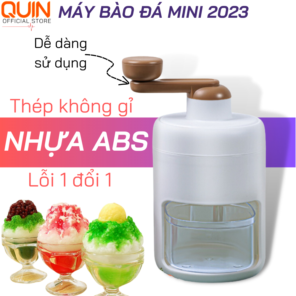 Máy Bào Đá Mini Xay Đá Tuyết Quay Bằng Tay Đa Năng Cho Gia Đình Chất Liệu ABS Và Lưỡi Thép Không Gỉ