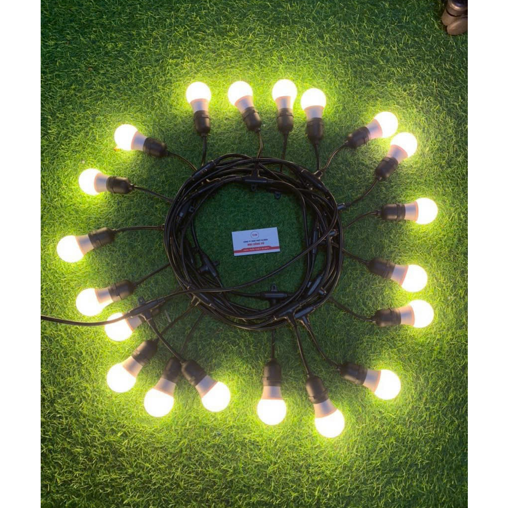 Dây Đui Đèn Ngoài Trời Chống Nước 5m10 Bóng/ 10m 20 Bóng, Dây Đèn Trang Trí Quán Cà Phê/Sân Vườn