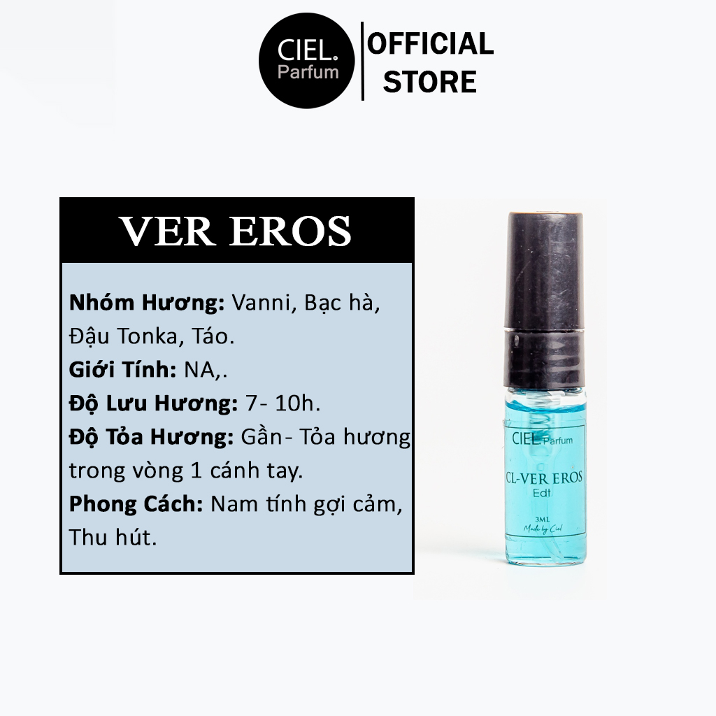 Nước hoa nam CL Ver Eros Edt chính hãng CIEL Parfum phong cách gợi cảm, cuốn hút, hấp dẫn mọi ánh nhìn