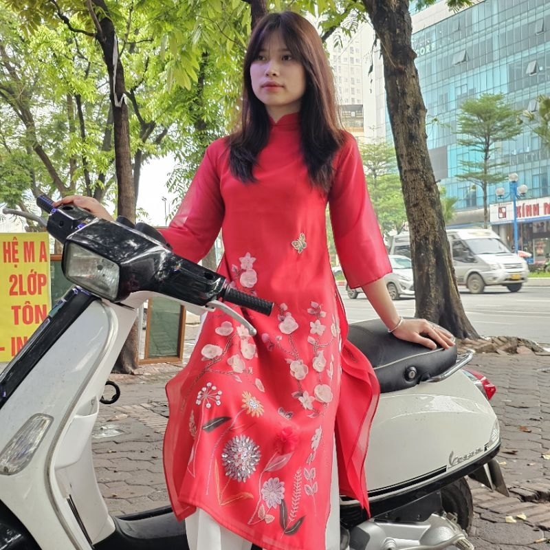 😋 Siêu phẩm áo  dài cách tân 4 tà đẹp sang chảnh cao cấp   kèm ảnh thật 100%