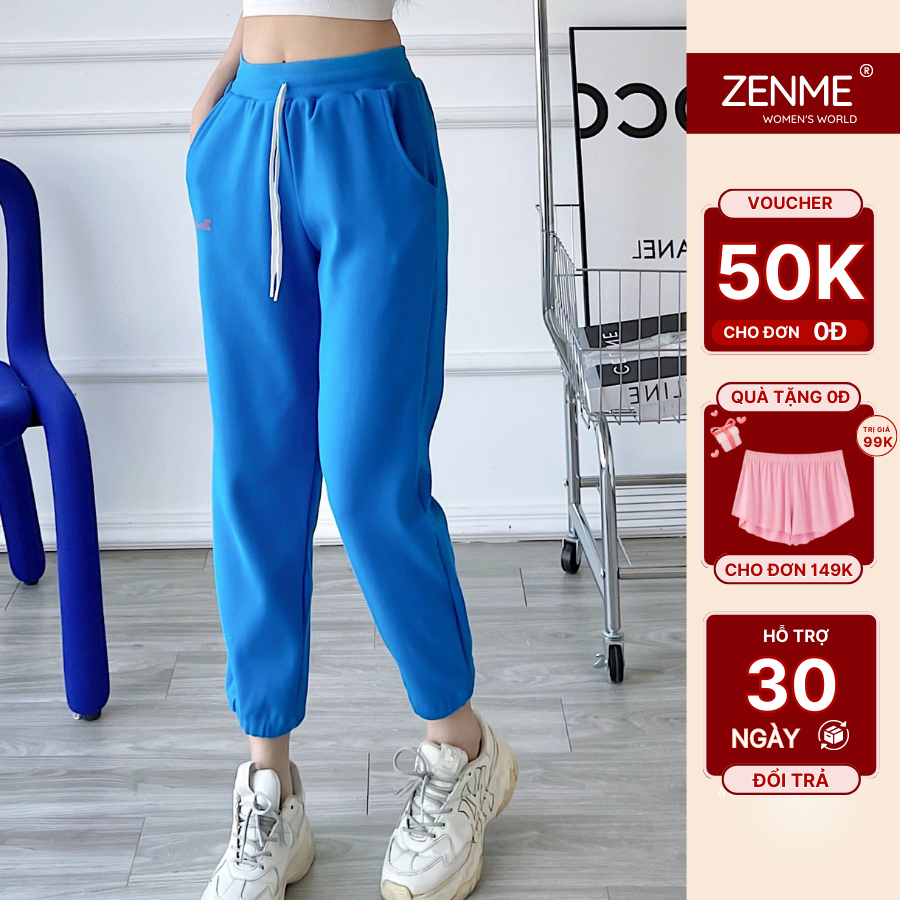 Quần jogger nữ Zen Me Women's World dáng bom unisex chất nỉ gân tăm bo chun gấu JG03