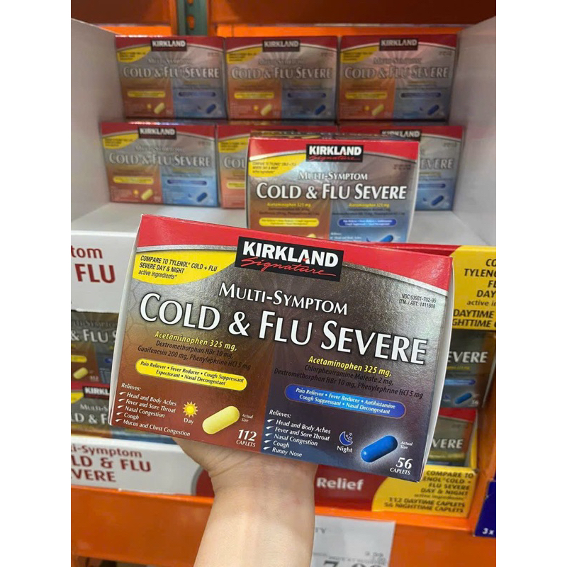 Date 2025 Viên uống Kirkland Cold & Flu Severe Multi Symptom 168+ 12 viên đêm