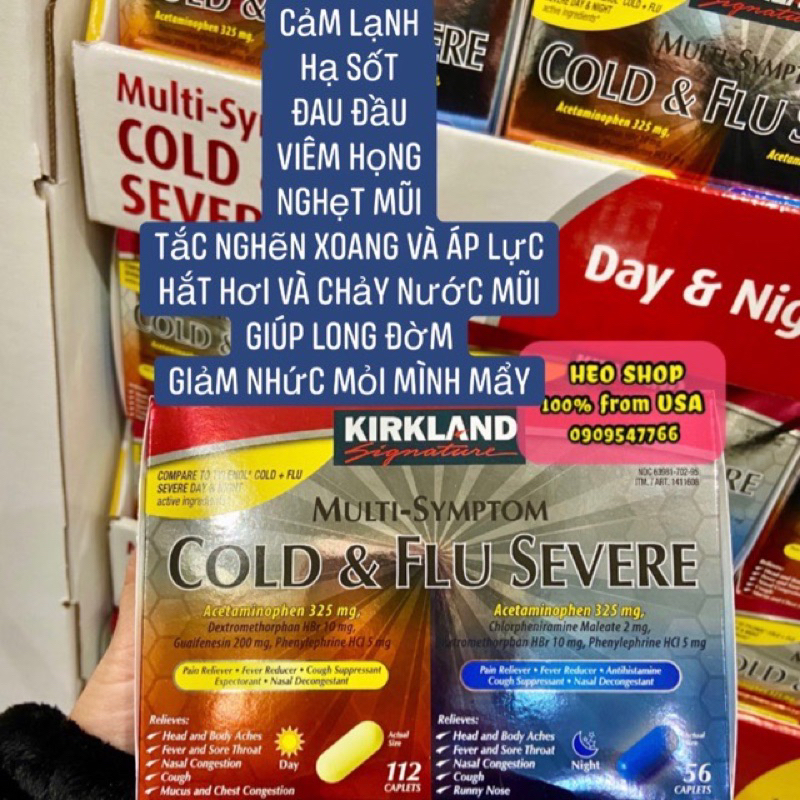 Date 2025 Viên uống Kirkland Cold & Flu Severe Multi Symptom 168+ 12 viên đêm