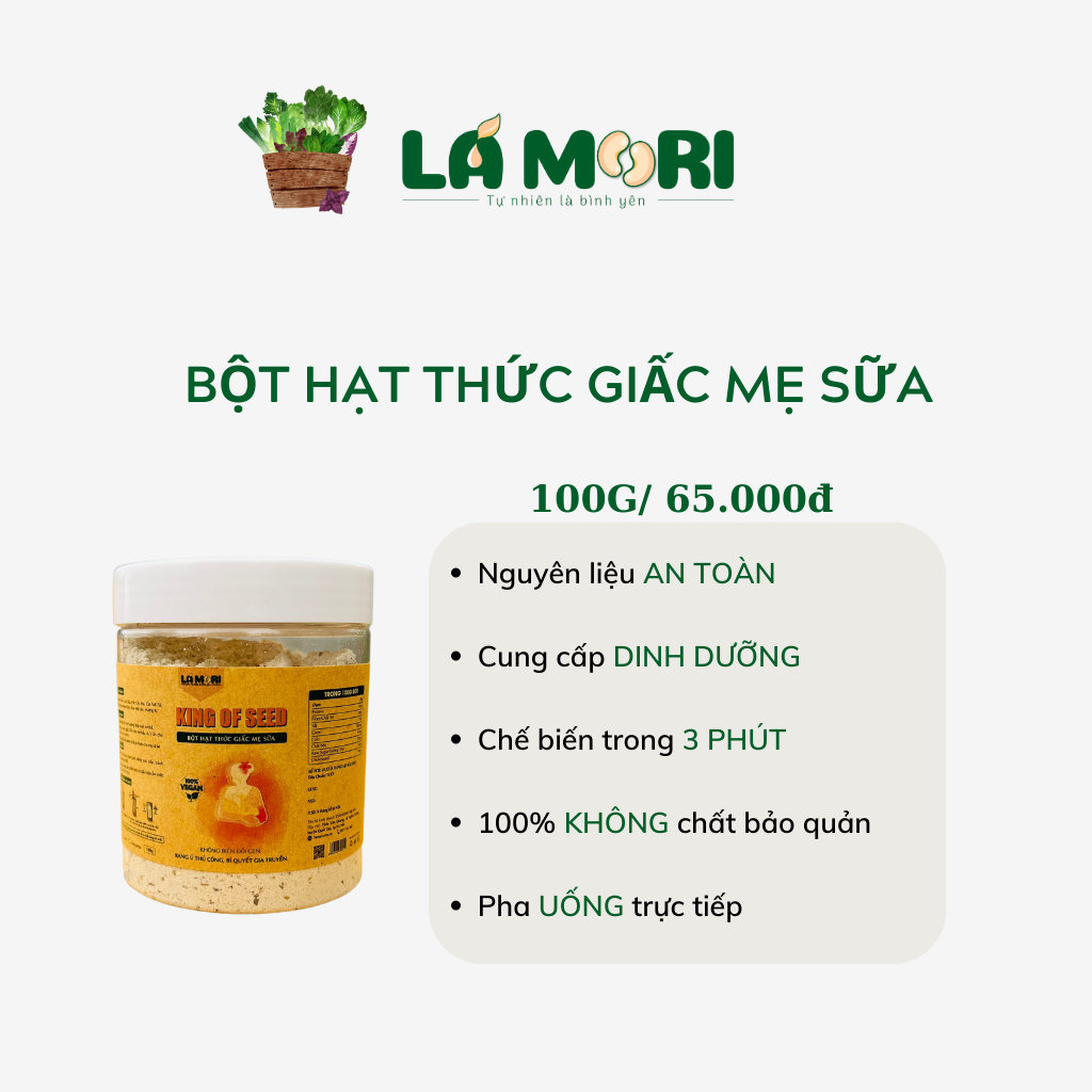 100G Bột hạt uống liền Mẹ Sữa thức giấc King OF SEED tốt cho sức khỏe, cung cấp dinh dưỡng - Mẹ Sữa