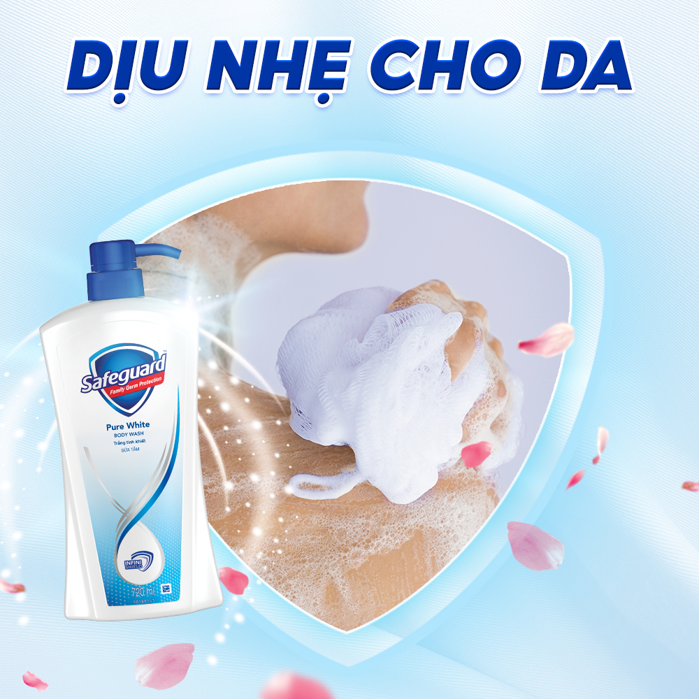 Sữa Tắm SAFEGUARD Sạch 99.9% Vi Khuẩn & Dịu Nhẹ Cho Da Chai 720ml Trắng Tinh Khiết/Nha Đam/Chanh Tươi Mát: Nha Đam