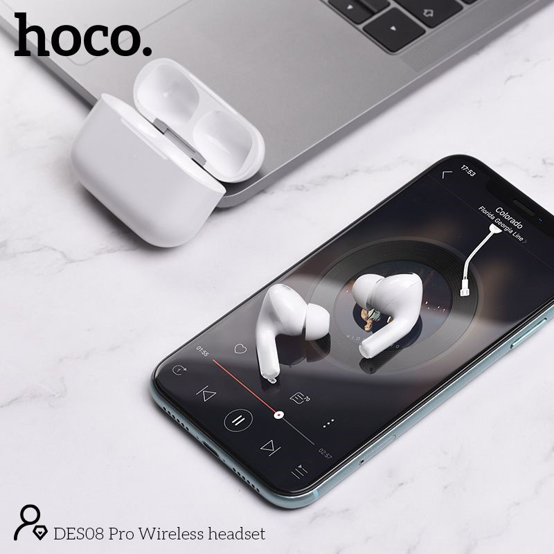 Tai Nghe Bluetooth Hoco DES08 Pro, Hỗ Trợ Định Vị, Đổi Tên, Micro Đàm Thoại, Chạm Cảm Ứng,  Âm Thanh Sống Động.