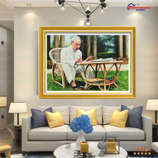 Tranh đính đá bác hồ ngồi làm việc 90cm x 60cm - 1m32 x 69cm