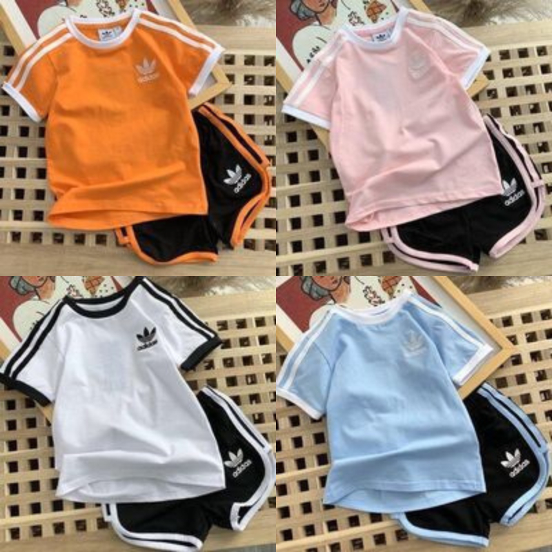 Bộ Cộc Tay Adidas Quần Ngố Sunny Chất Vải Cotton Thoáng Mát Cho Bé Trai Bé Gái Từ 6Kg-32Kg Thời Trang Trẻ Em Tin Store