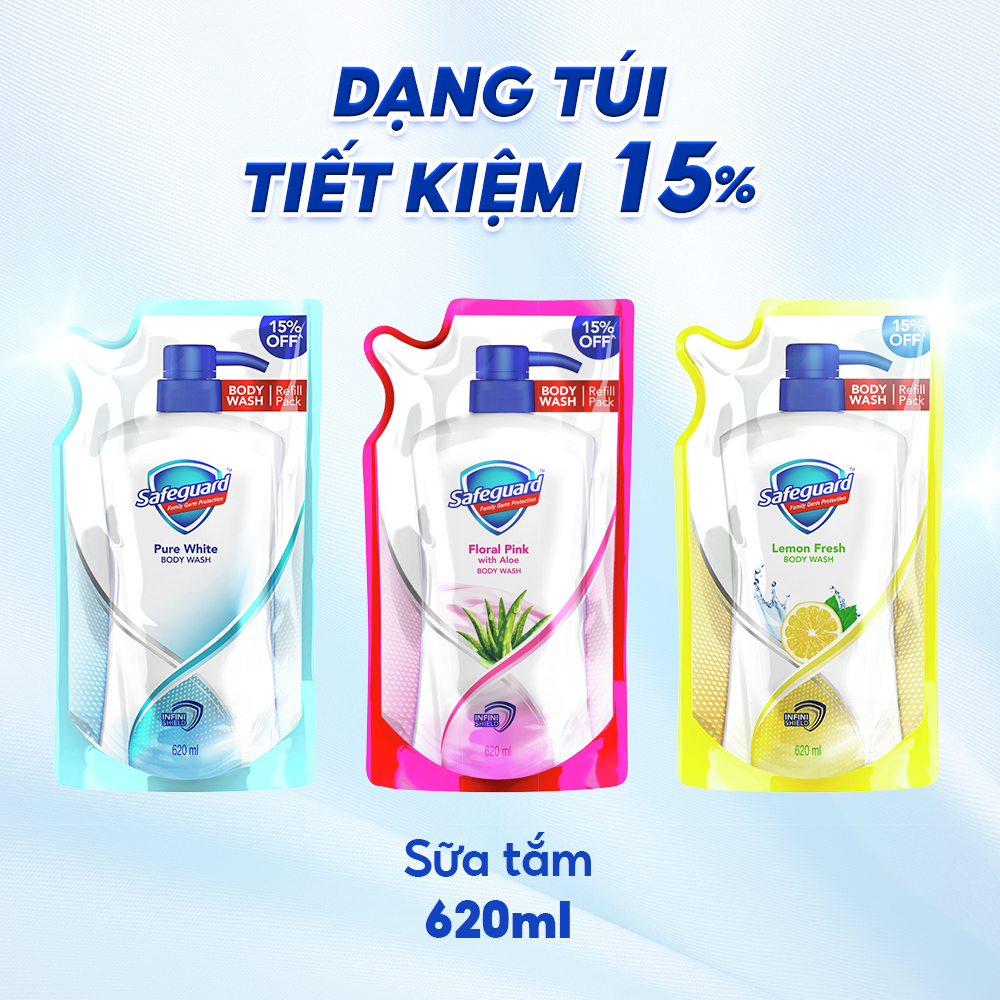 Combo 2 Sữa Tắm SAFEGUARD Sạch 99.9% Vi Khuẩn & Dịu Nhẹ Cho Da Chai 720ml Chanh Tươi Mát